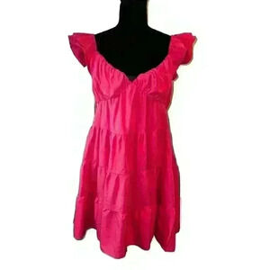 Endless Rose Ruffled Sweetheart Flounced Tiered Mini Dress Pink NWT Size Small‎